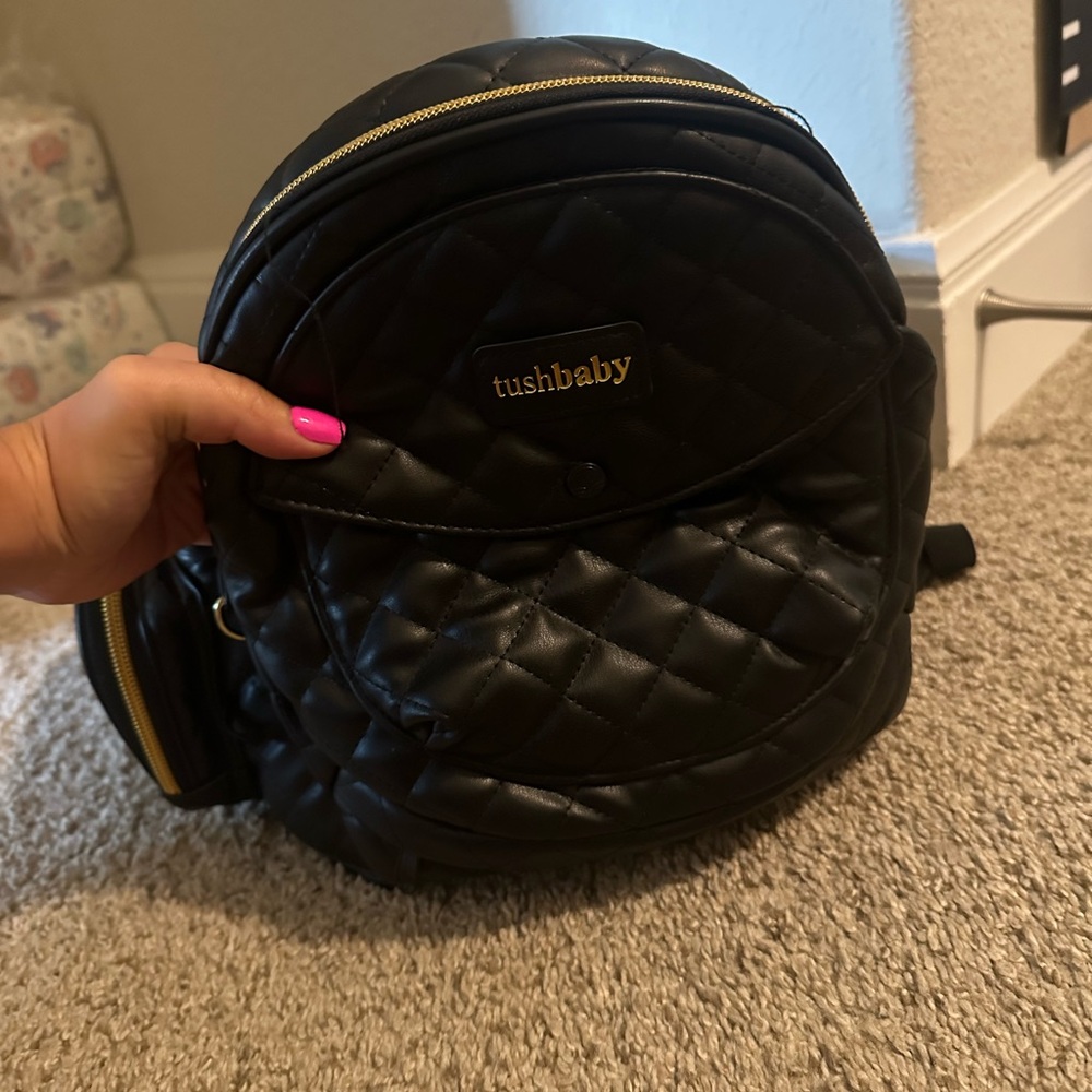 Tushbaby Black Quilted Kids Backpack